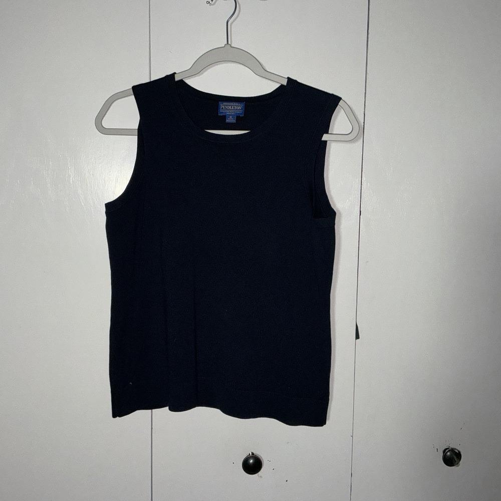 NWT Pendleton SP Silk Blend Blue Sleeveless Knit Top Shirt Small Petite 18x23